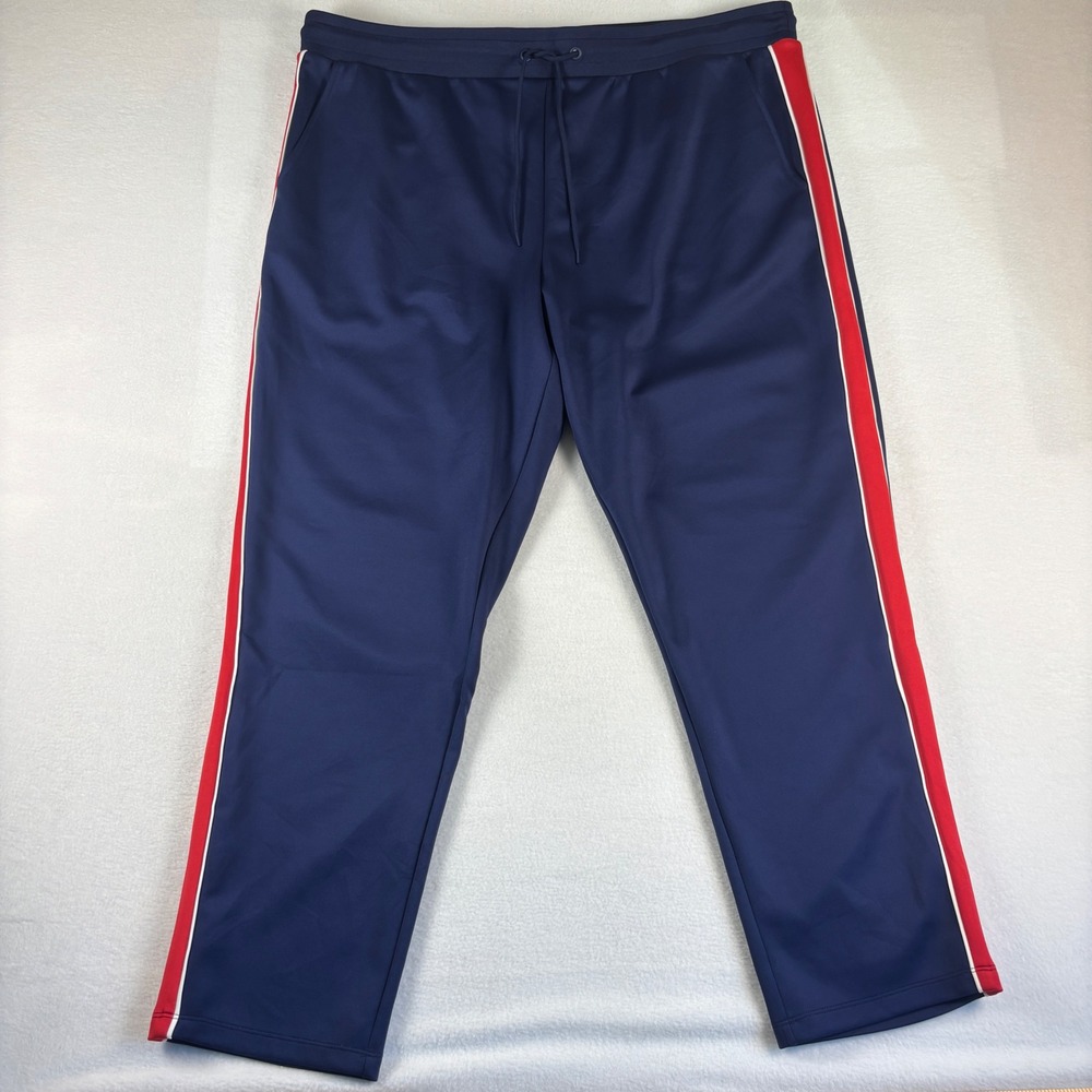 The Foundry Supply Co Mens Track Pants 2XLT Navy Blue Red White Side Stripe Tall